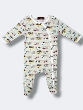 Milkbarn One Piece Pajamas 0-3M Organic Cotton Camper Trailer Footed Romper